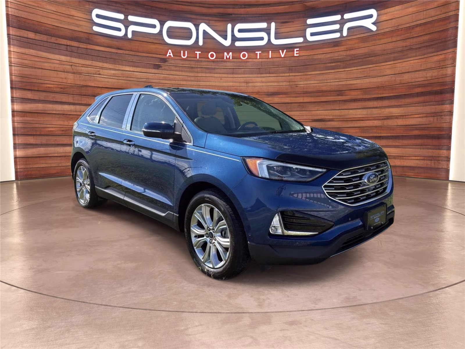 2020 Atlas Blue Ford Edge Titanium AWD SUV