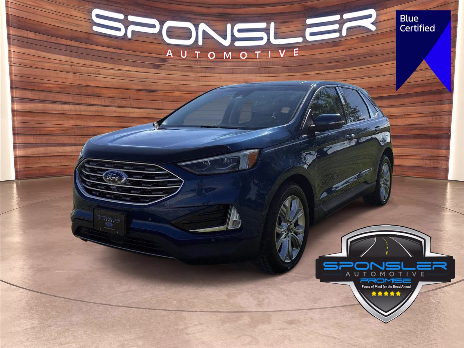 2020 Atlas Blue Ford Edge Titanium AWD SUV