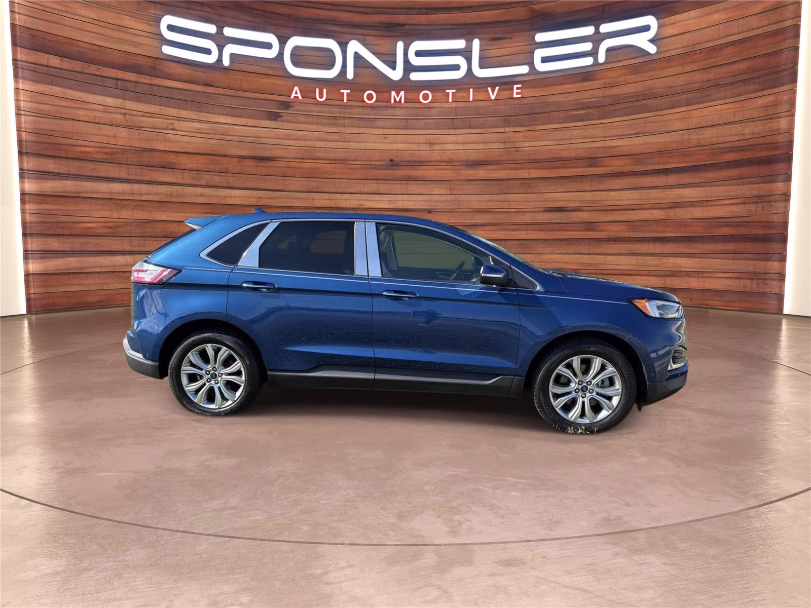 2020 Atlas Blue Ford Edge Titanium AWD SUV