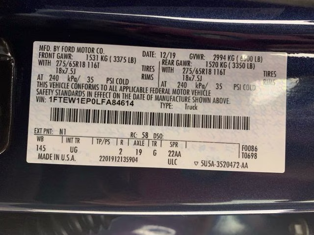 2020 Blue Jeans Metallic Ford F-150 XLT 4X4 Truck