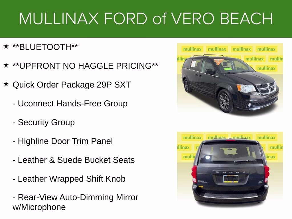 2017 Brilliant Black Crystal Pearlcoat Dodge Grand Caravan SXT FWD Van