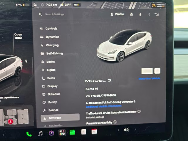 2023 White Tesla Model 3 Base RWD Sedan