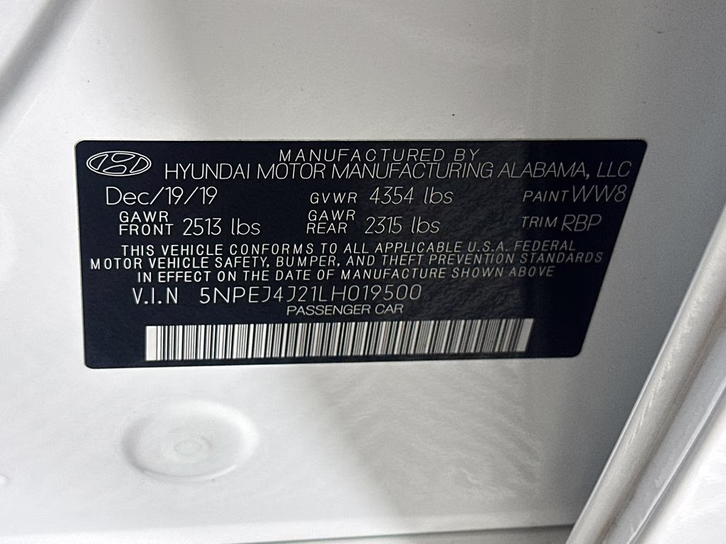 2020 Quartz White Hyundai Sonata SEL Plus FWD Sedan