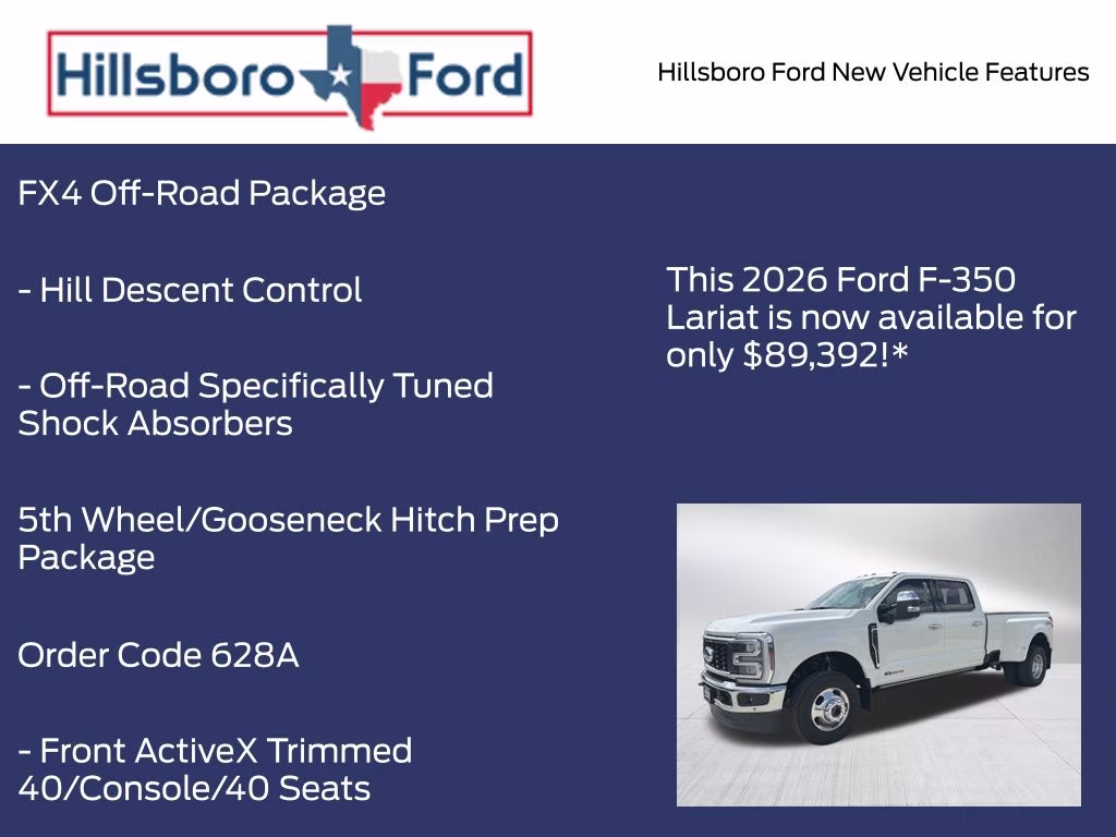 2026 Oxford White Ford Super Duty F-350 DRW Lariat 4X4 Truck