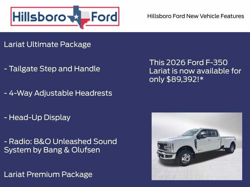 2026 Oxford White Ford Super Duty F-350 DRW Lariat 4X4 Truck