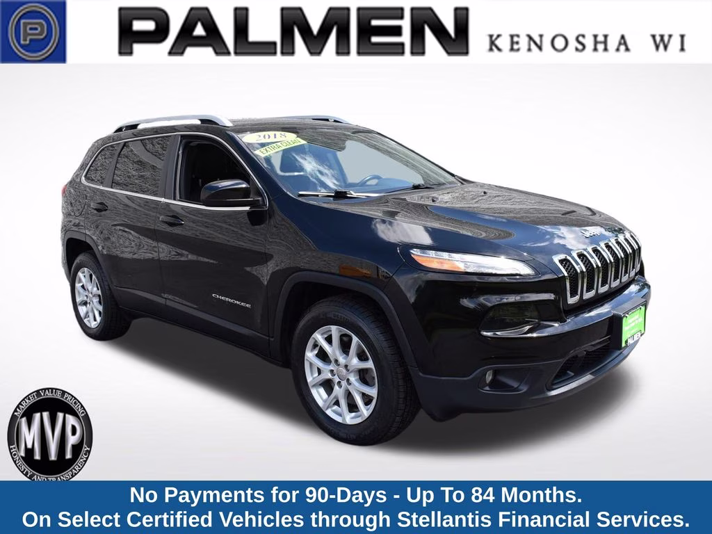 2018 Diamond Black Crystal Pearlcoat Jeep Cherokee Latitude Plus 4X4 SUV
