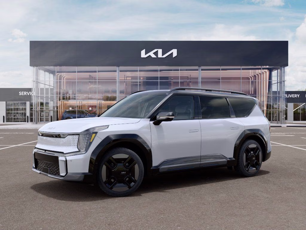 2026 Glacial White Pearl/Ebony Black Roof Kia EV9 GT-Line AWD SUV