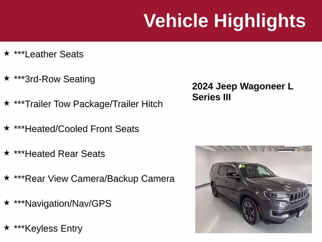 2024 Baltic Gray Metallic Clearcoat Jeep Wagoneer L Series III 4X4 SUV