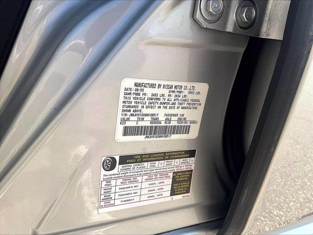 2006 Liquid Platinum Metallic INFINITI M35 Base RWD Sedan