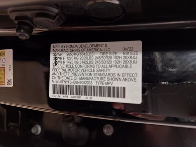 2022 Crystal Black Pearl Honda Pilot Elite AWD SUV
