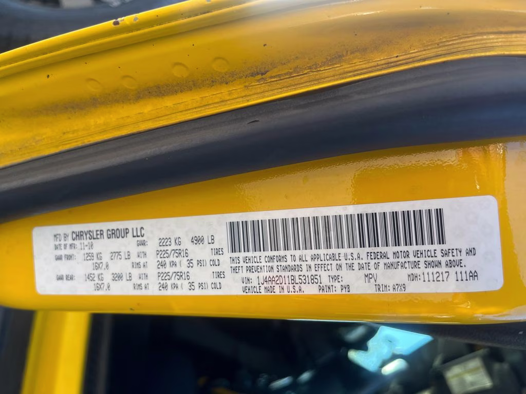 2011 Detonator Yellow Clearcoat Jeep Wrangler Sport 4X4 SUV