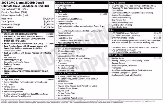 2026 Onyx Black GMC Sierra 2500HD Denali Ultimate 4X4 Truck