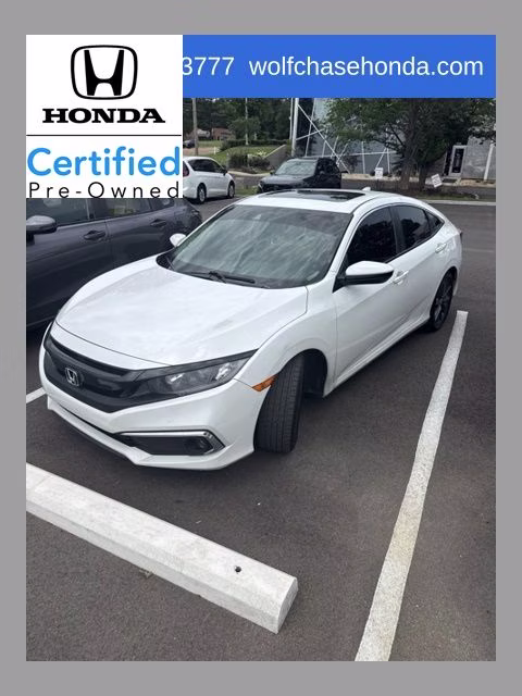 2019 Platinum White Pearl Honda Civic EX FWD Sedan