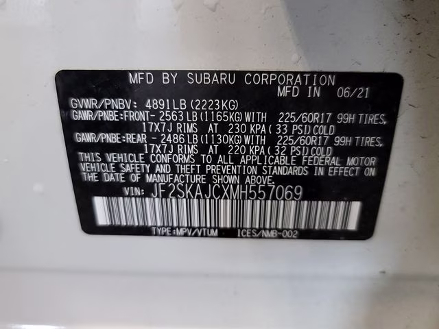 2021 Crystal White Pearl Subaru Forester Premium AWD SUV