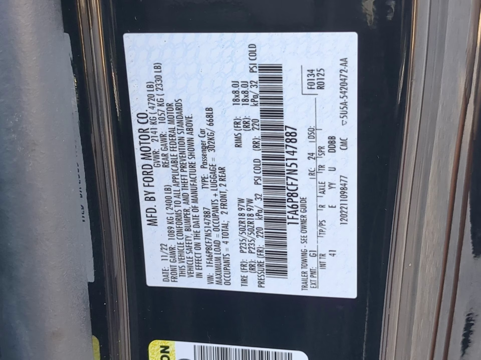 2022 Shadow Black Ford Mustang GT Premium RWD Coupe
