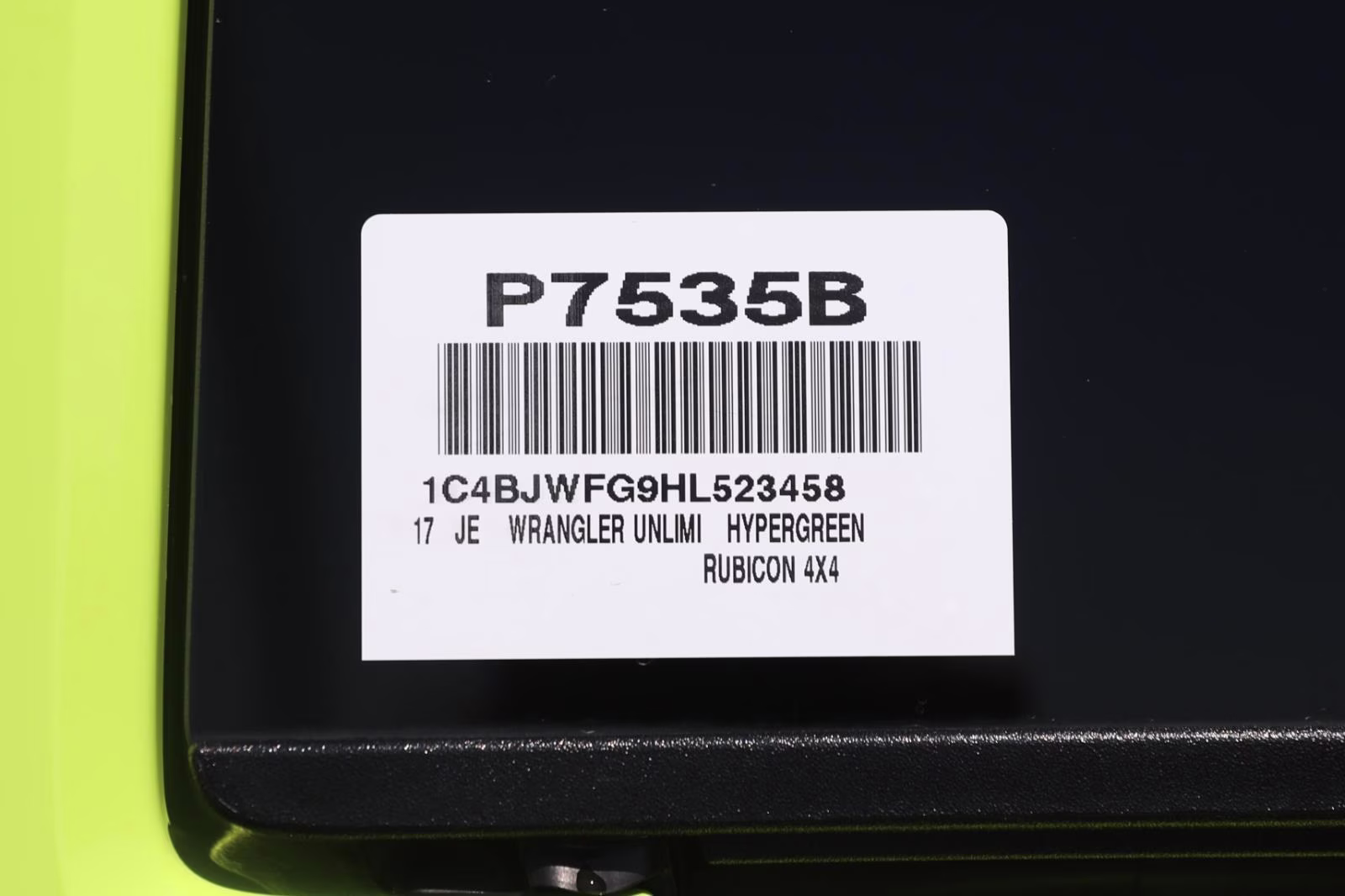 2017 Hypergreen Jeep Wrangler Unlimited Rubicon 4X4 SUV