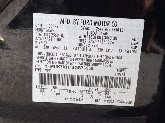 2025 Black Metallic Ford Explorer ST-Line RWD SUV
