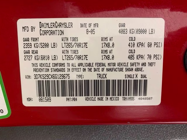 2006 Flame Red Clearcoat Dodge Ram 2500 SLT 4X4 Truck