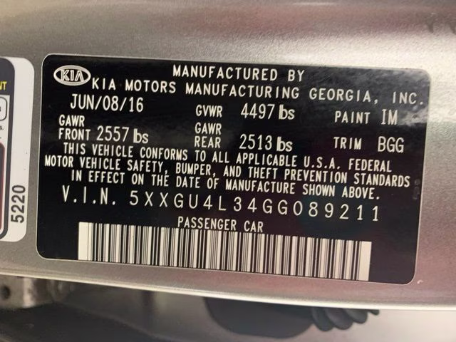 2016 Titanium Gray Kia Optima EX FWD Sedan