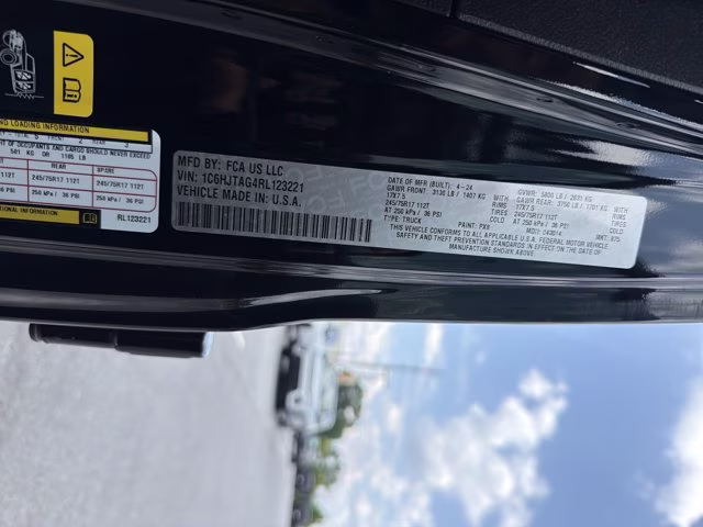 2024 Black Clearcoat Jeep Gladiator Sport S 4X4 Truck
