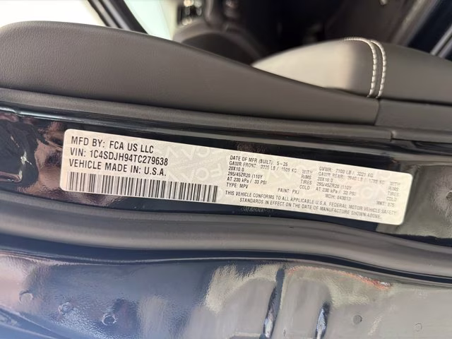 2026 DB Black Clearcoat Dodge Durango SRT Jailbreak AWD SUV