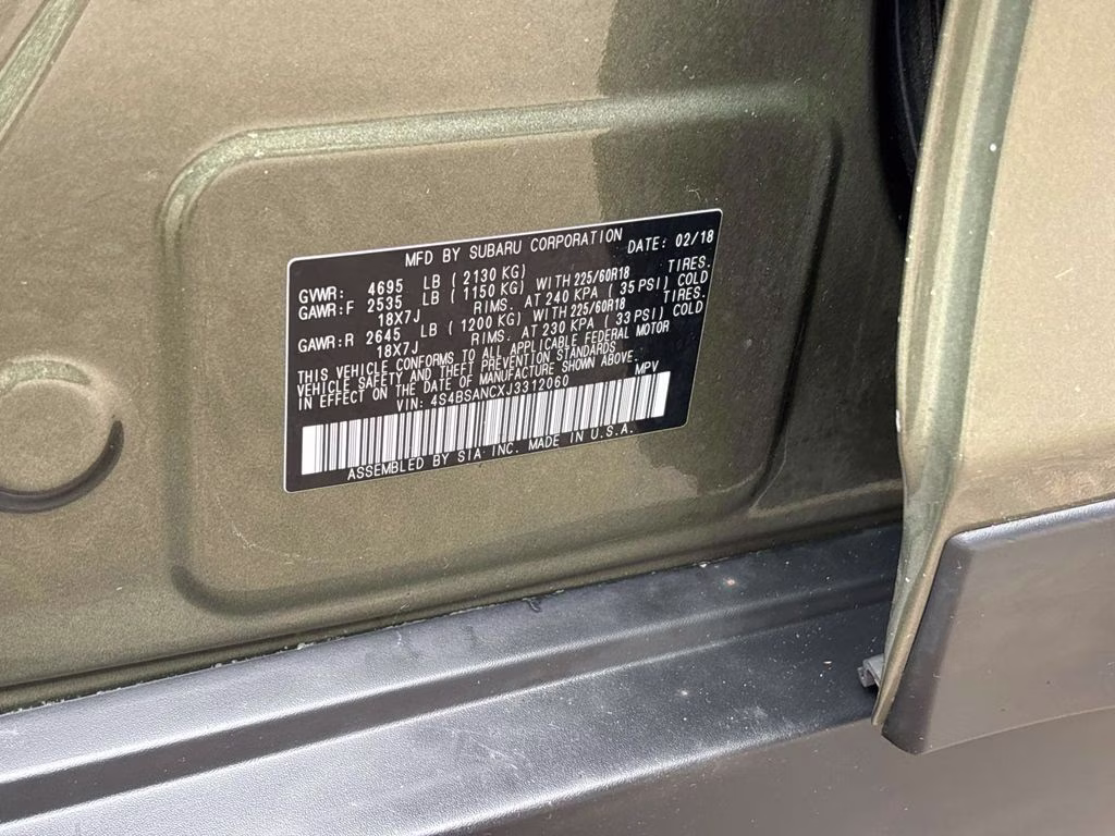 2018 Wilderness Green Metallic Subaru Outback 2.5i AWD SUV