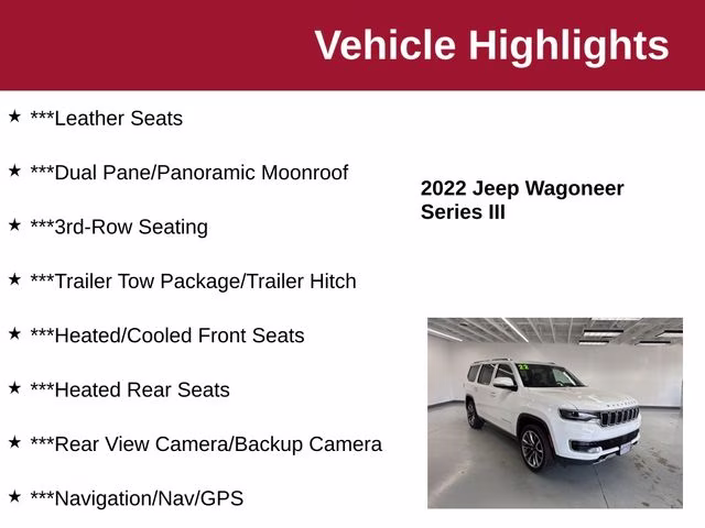 2022 Bright White Clearcoat Jeep Wagoneer Series III 4X4 SUV