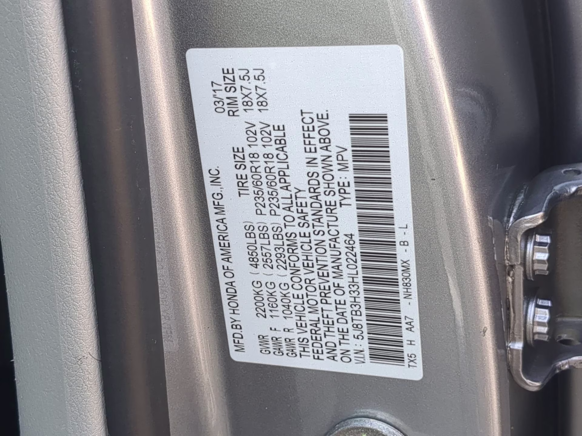 2017 Lunar Silver Metallic Acura RDX FWD SUV