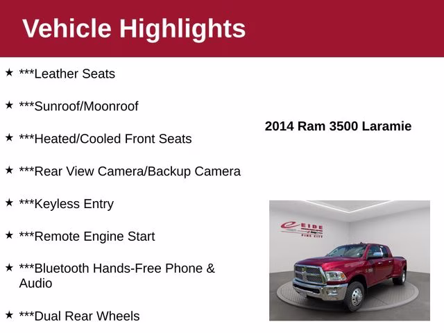 2014 Deep Cherry Red Crystal Pearlcoat Ram 3500 Laramie 4X4 Truck