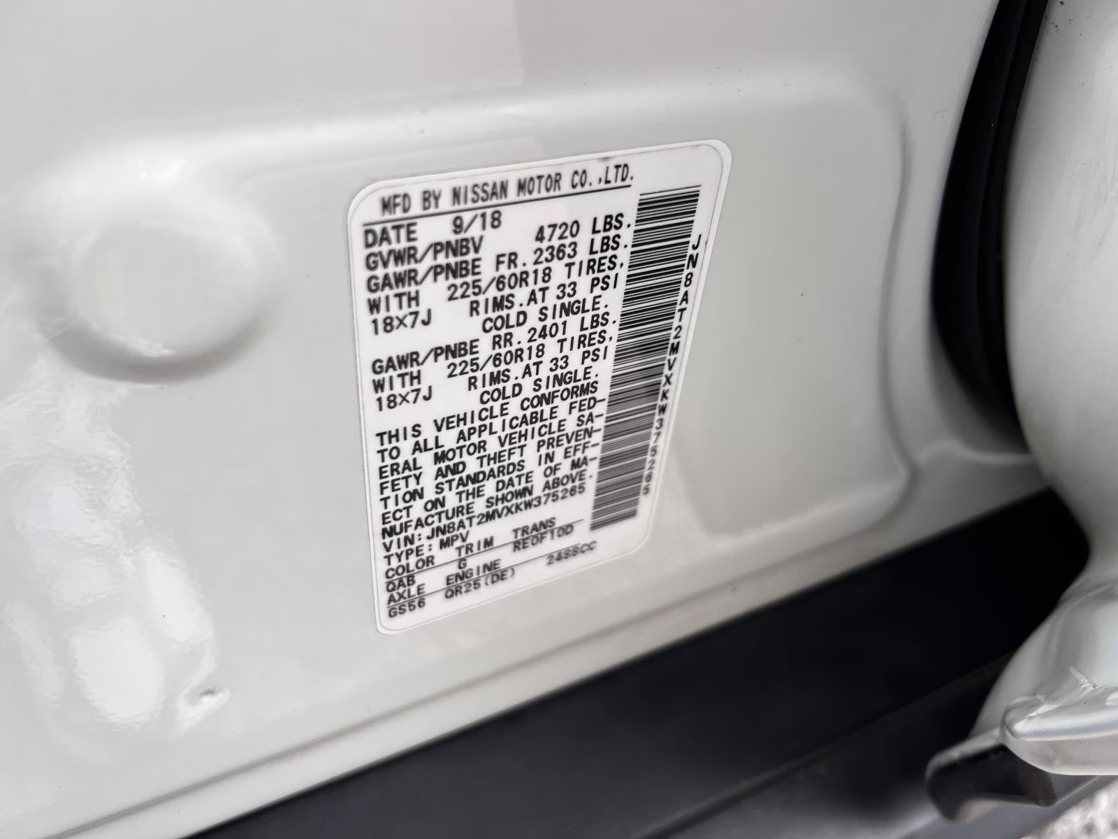 2019 Pearl White Tricoat Nissan Rogue AWD SV AWD SUV