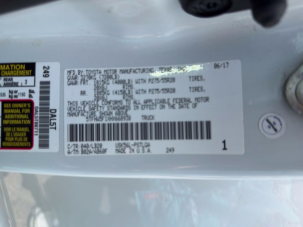 2017 Super White Toyota Tundra Limited 4X4 Truck