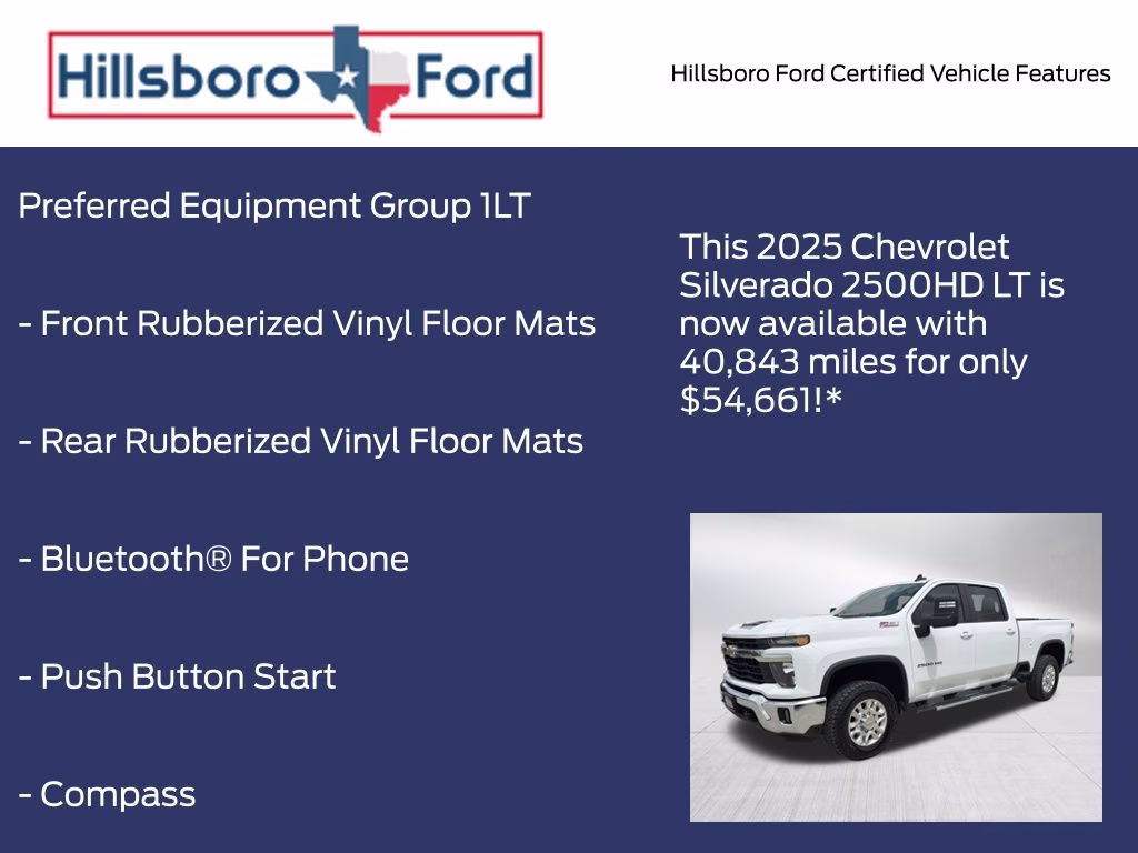2025 Summit White Chevrolet Silverado 2500HD LT 4X4 Truck