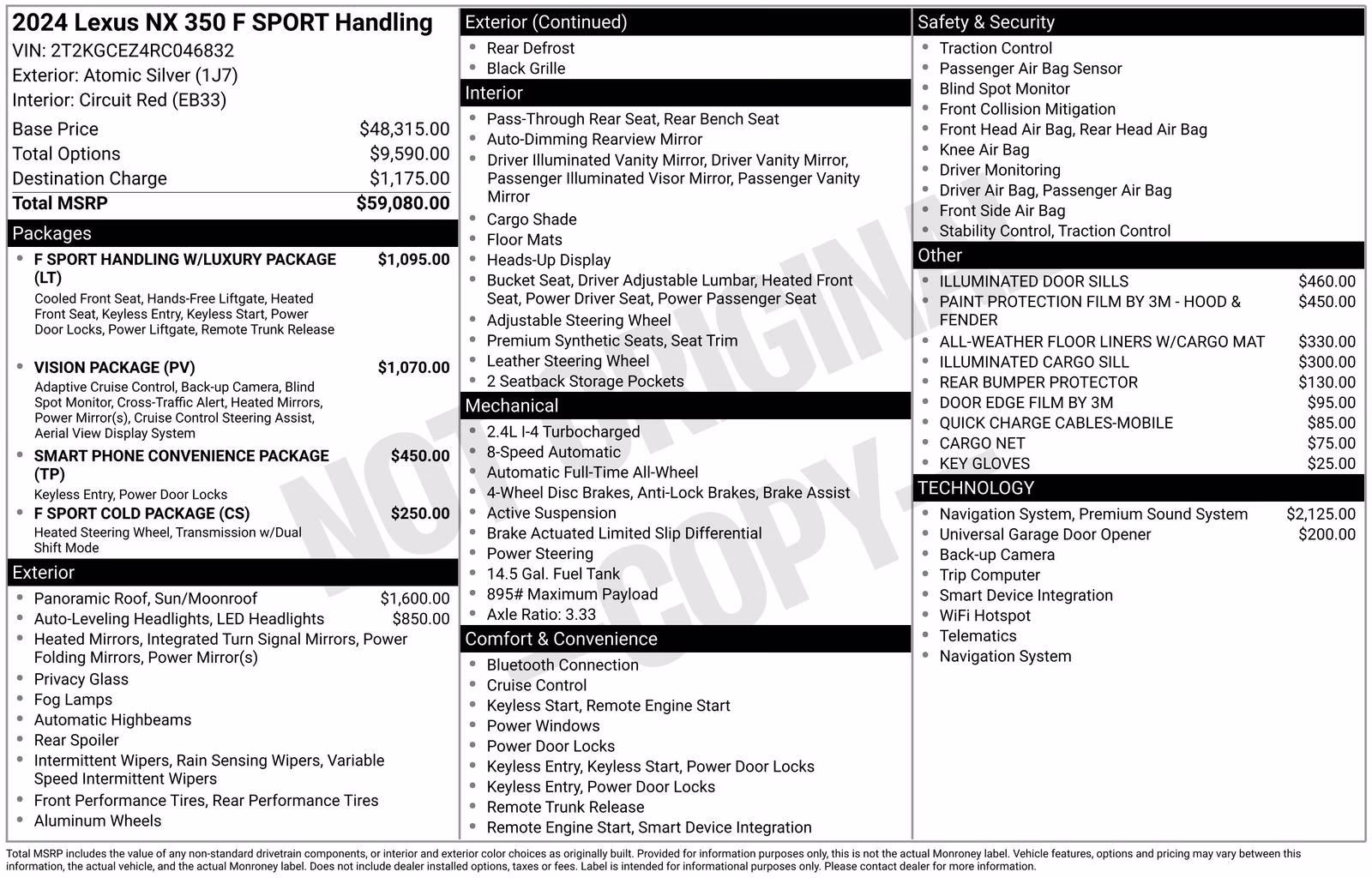 2024 Silver Lexus NX 350 F SPORT Handling AWD SUV