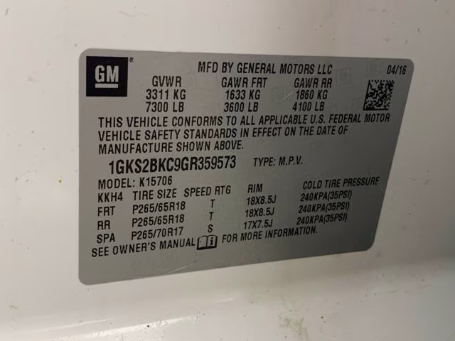 2016 Summit White GMC Yukon SLT 4X4 SUV