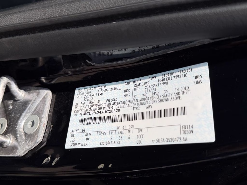 2018 Shadow Black Ford Escape SEL 4X4 SUV