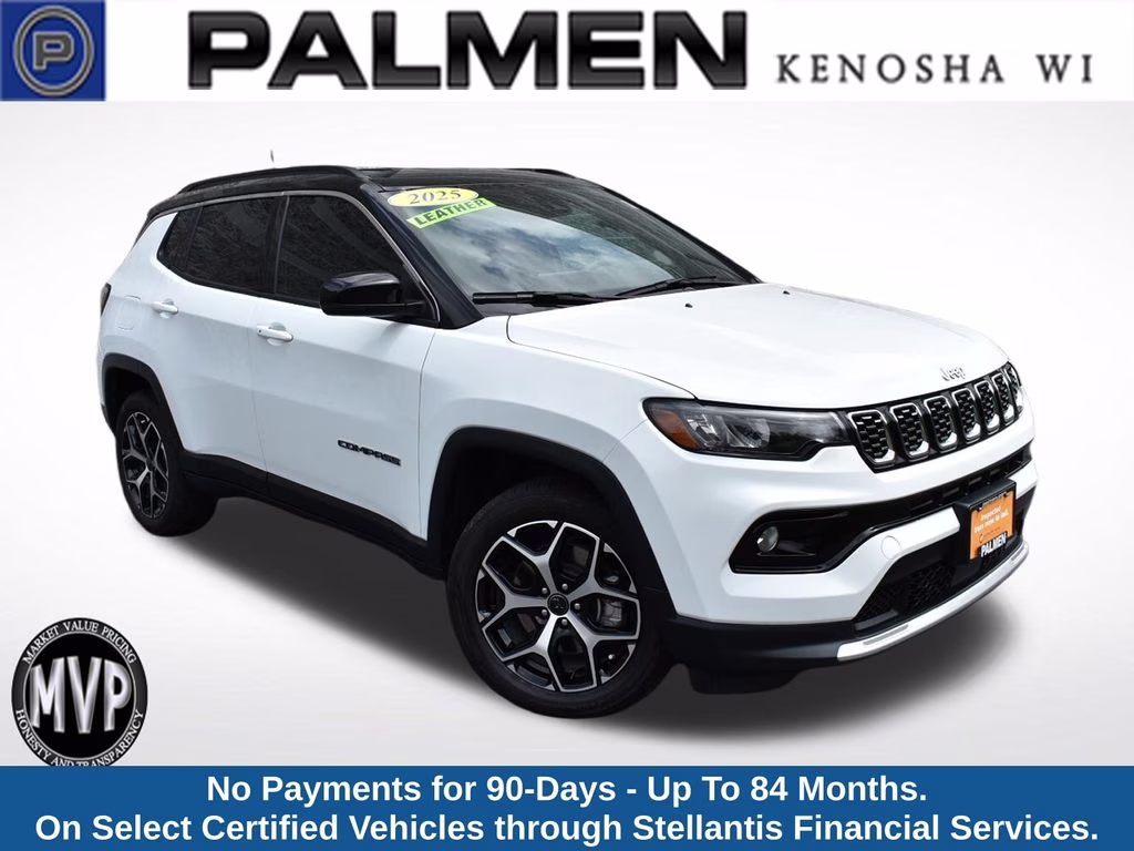 2025 Bright White Clearcoat Jeep Compass Limited 4X4 SUV