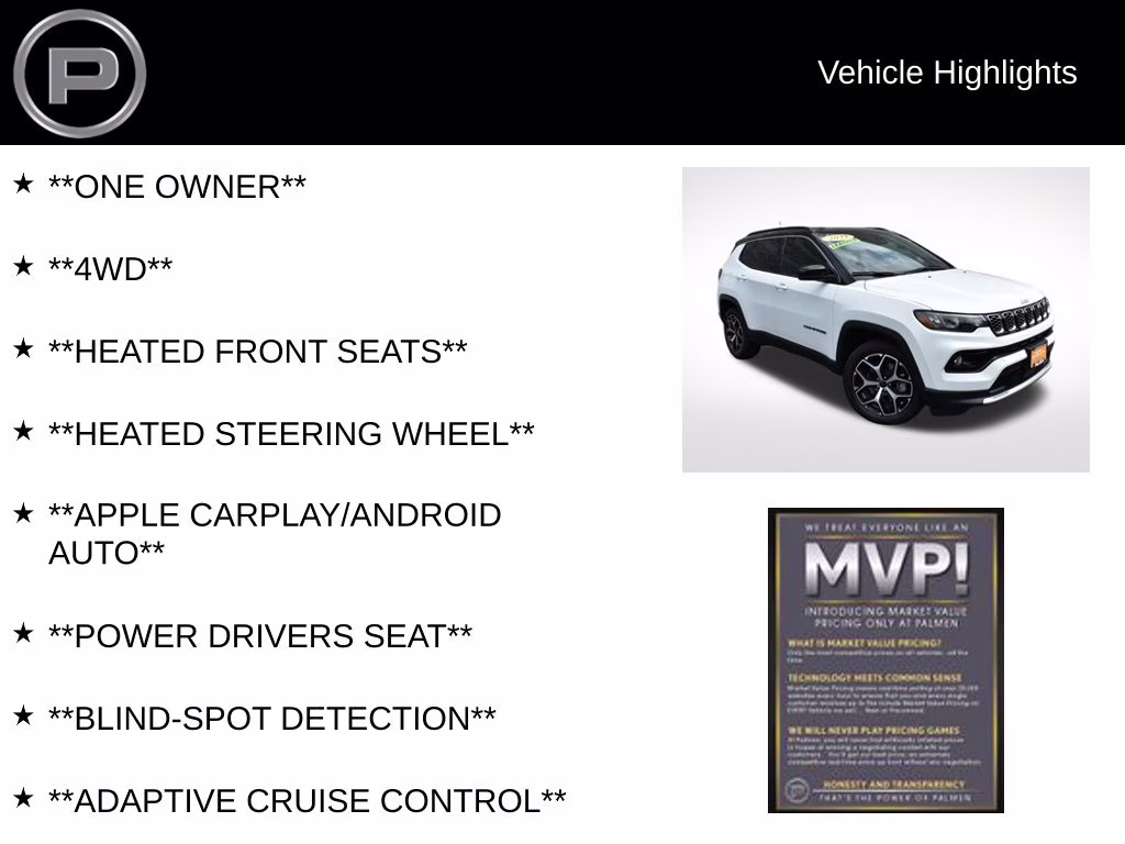 2025 Bright White Clearcoat Jeep Compass Limited 4X4 SUV