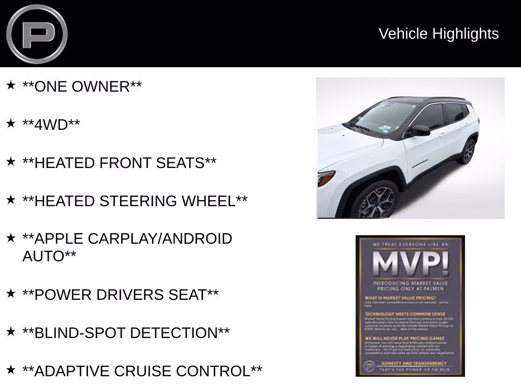 2025 Bright White Clearcoat Jeep Compass Limited 4X4 SUV