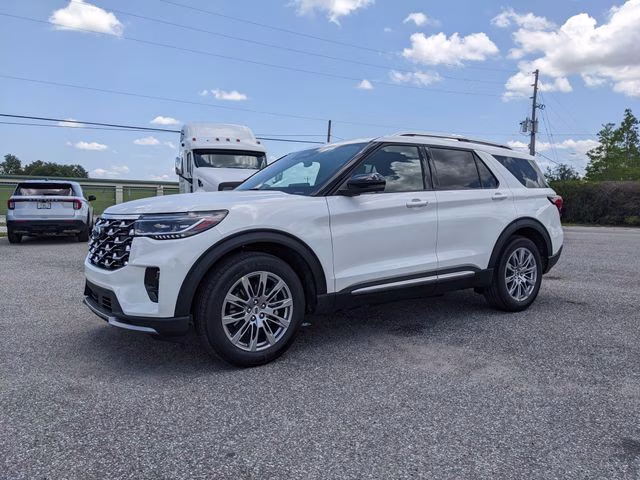 2026 Star White Metallic Tri-Coat Ford Explorer Platinum RWD SUV