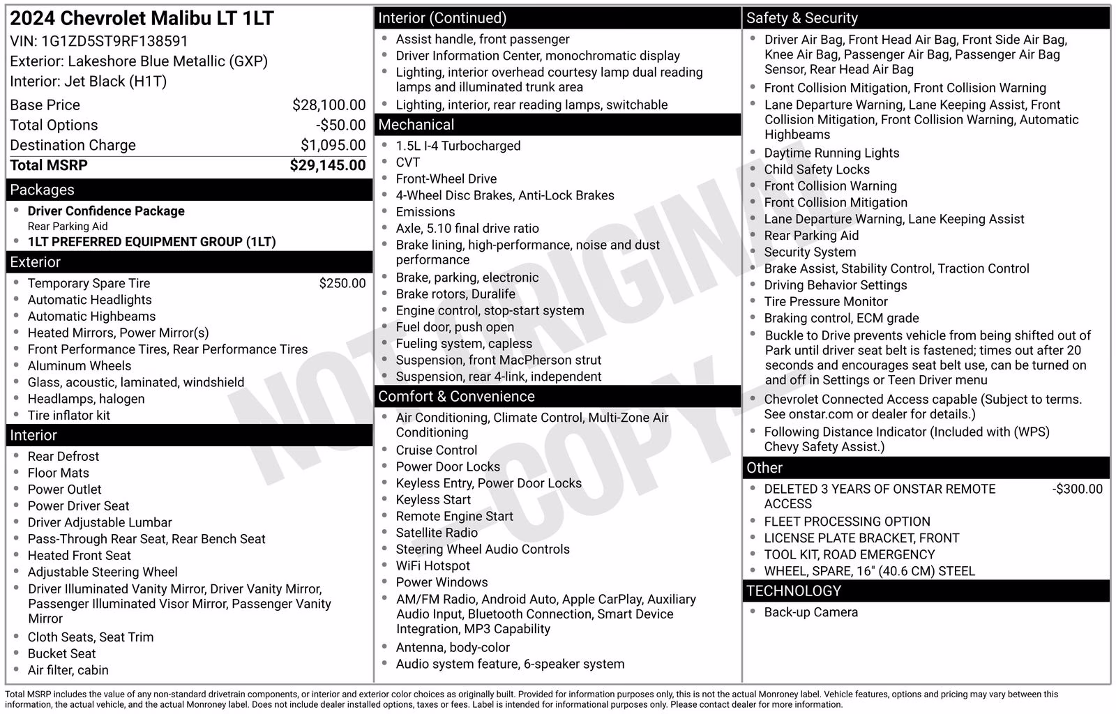 2024 Lakeshore Blue Chevrolet Malibu LT FWD Sedan