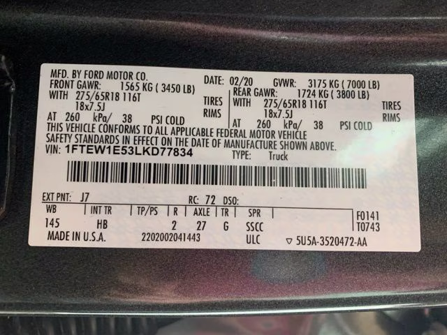 2020 Magnetic Metallic Ford F-150 Lariat 4X4 Truck