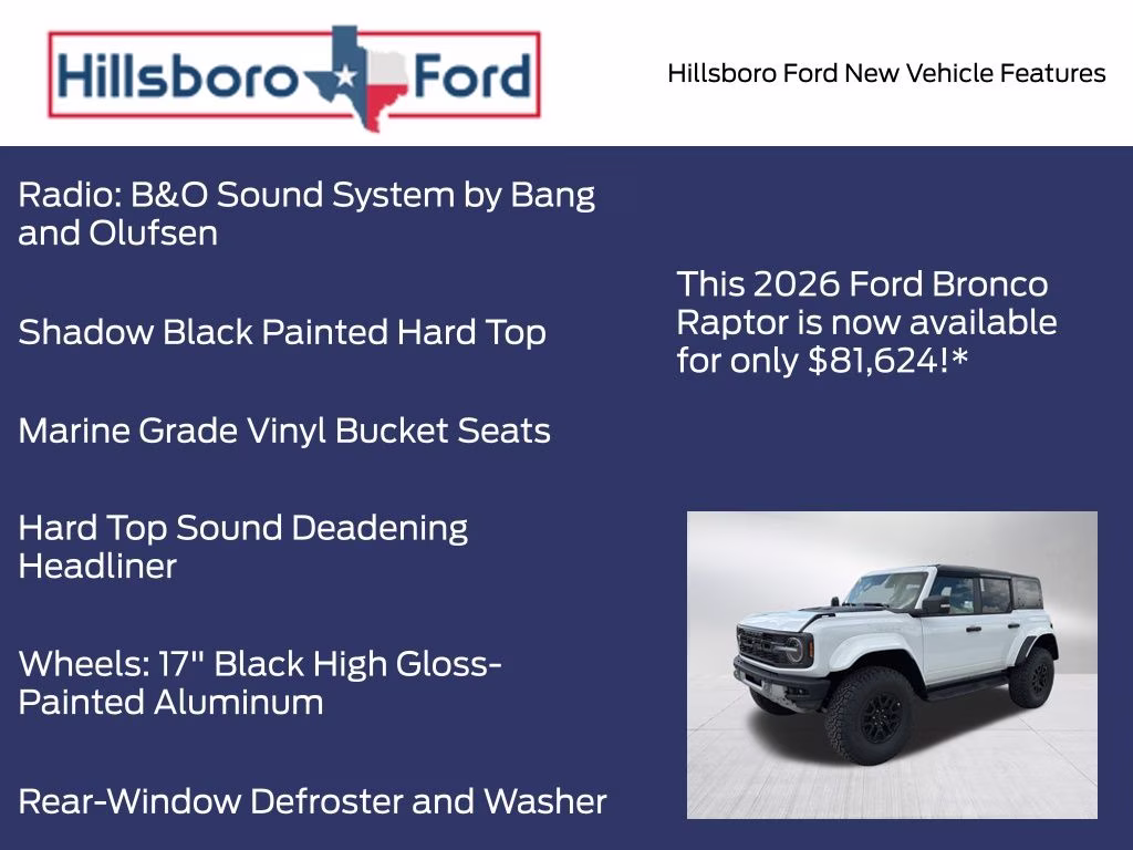 2026 Oxford White Ford Bronco Raptor 4X4 SUV