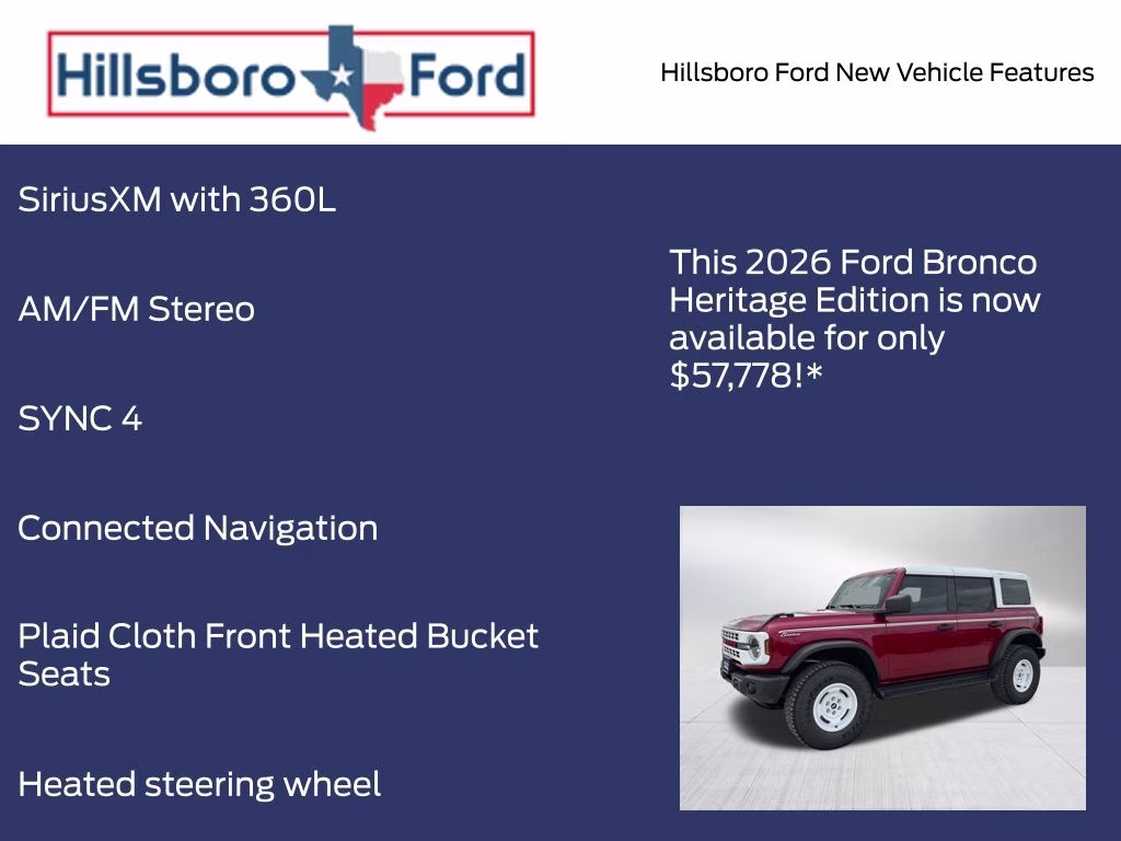 2026 Ruby Red Metallic Tinted Clearcoat Ford Bronco Heritage Edition 4X4 SUV