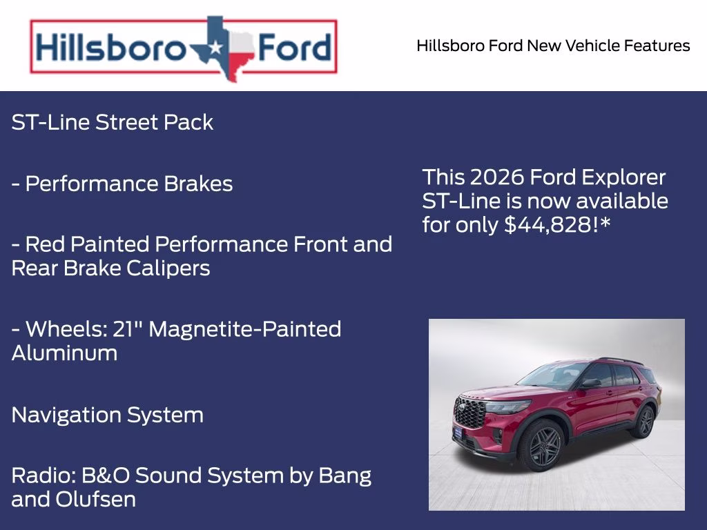 2026 Rapid Red Metallic Tinted Clearcoat Ford Explorer ST-Line RWD SUV