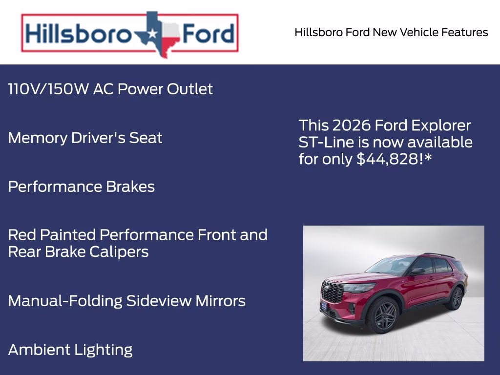 2026 Rapid Red Metallic Tinted Clearcoat Ford Explorer ST-Line RWD SUV