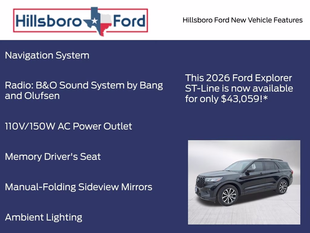 2026 Agate Black Metallic Ford Explorer ST-Line RWD SUV