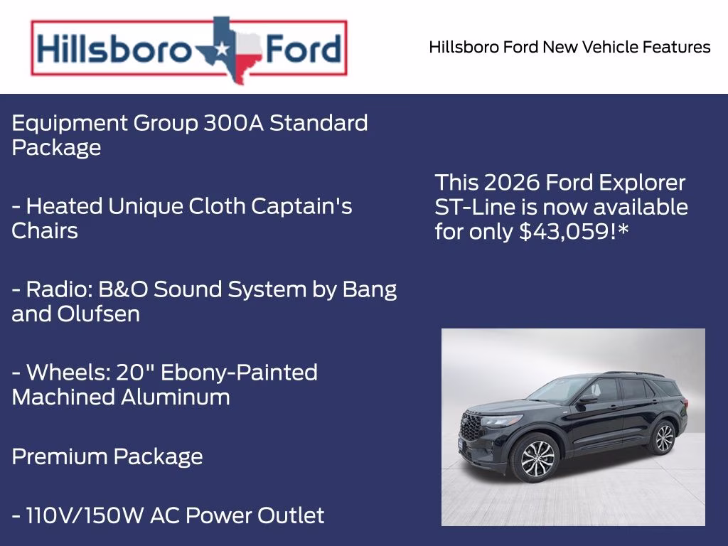 2026 Agate Black Metallic Ford Explorer ST-Line RWD SUV