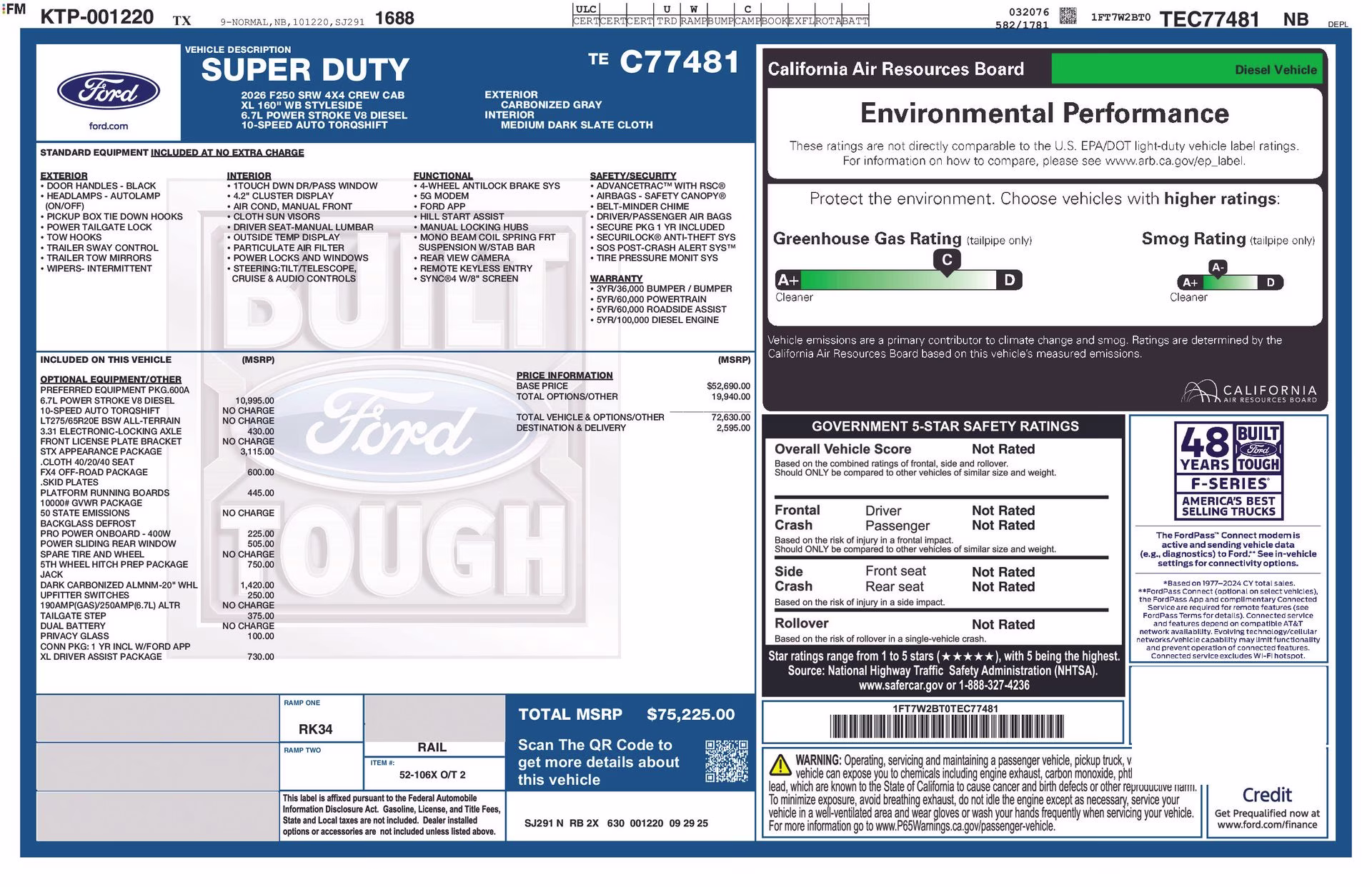 2026 Carbonized Gray Metallic Ford Super Duty F-250 SRW XL 4X4 Truck