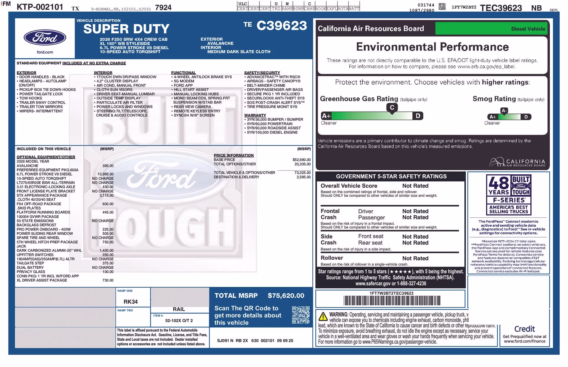 2026 Avalanche Ford Super Duty F-250 SRW XL 4X4 Truck