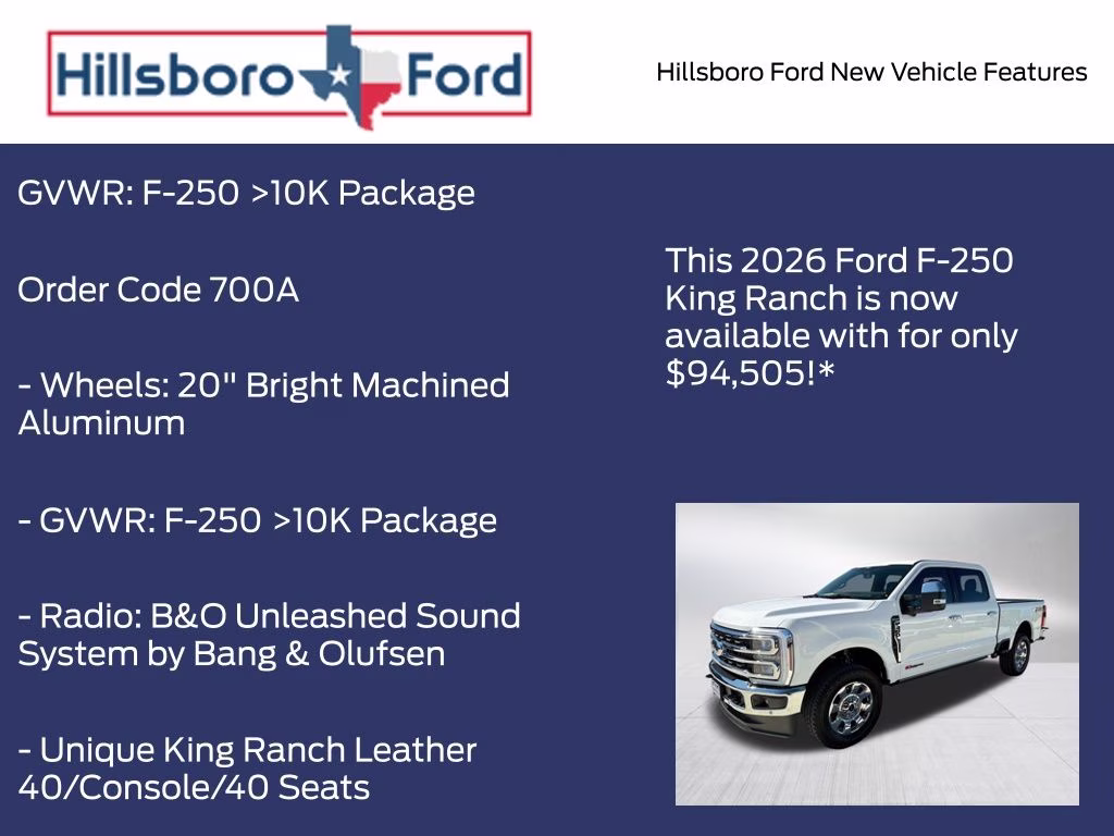 2026 Star White Metallic Tri-Coat Ford Super Duty F-250 SRW King Ranch 4X4 Truck